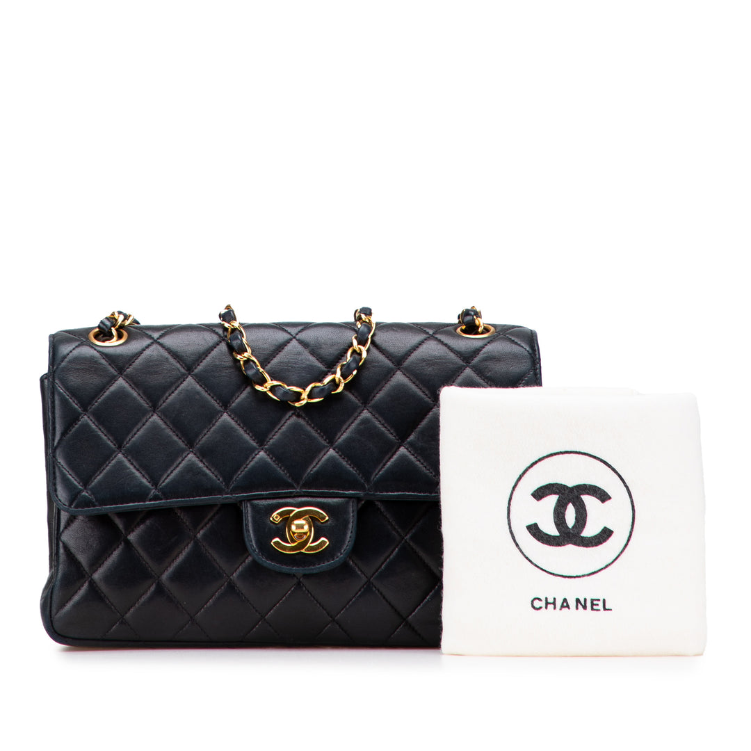 Medium Quilted Lambskin Double Sided Flap Black - Gaby Paris