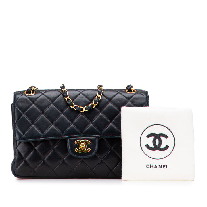 Medium Quilted Lambskin Double Sided Flap Black - Gaby Paris