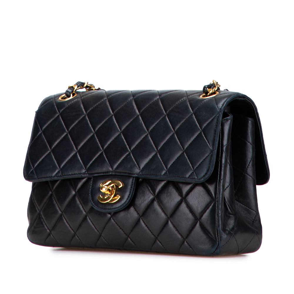 Medium Quilted Lambskin Double Sided Flap Black - Gaby Paris