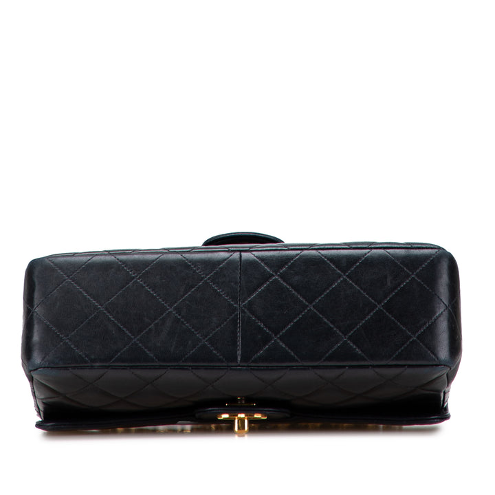 Medium Quilted Lambskin Double Sided Flap Black - Gaby Paris