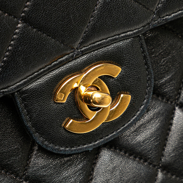 Medium Quilted Lambskin Double Sided Flap Black - Gaby Paris