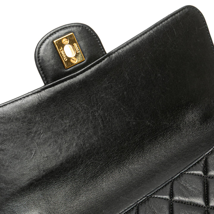Medium Quilted Lambskin Double Sided Flap Black - Gaby Paris