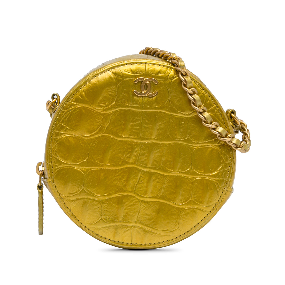 Chanel Paris-New York Coco Croc Rond Sac Sac Doré – vue principale – GABY PARIS