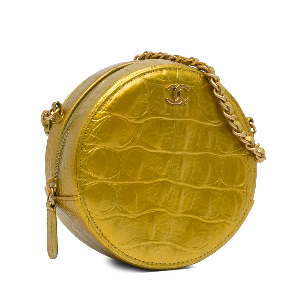 Chanel Paris-New York Coco Croc Rond Sac Sac Doré – vue 2 – GABY PARIS