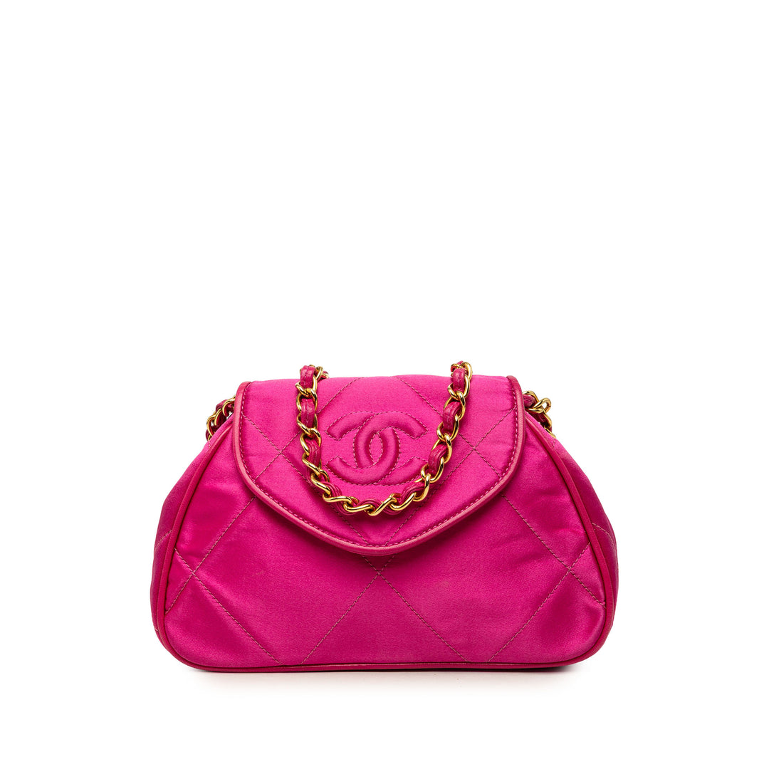 Chanel Sac bandoulière CC Matelassé à rabat Rose – vue principale – GABY PARIS