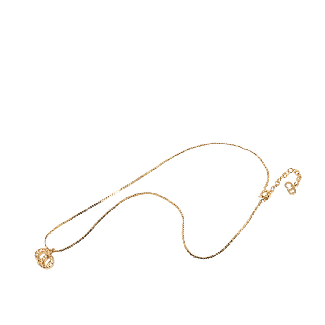 Dior plaqué Strass CD Logo Pendant Collier