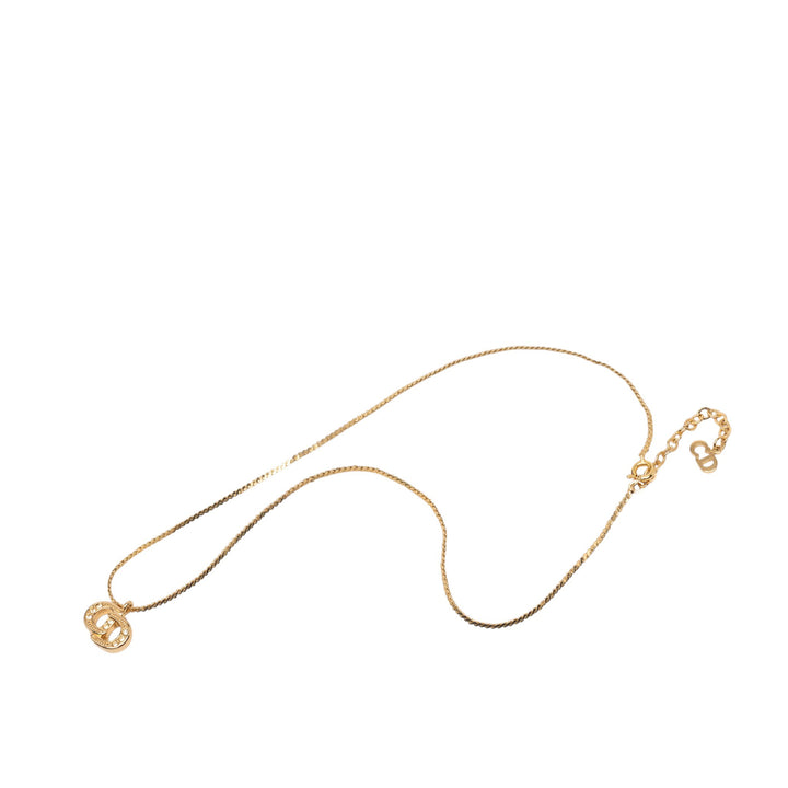 Dior plaqué Strass CD Logo Pendant Collier