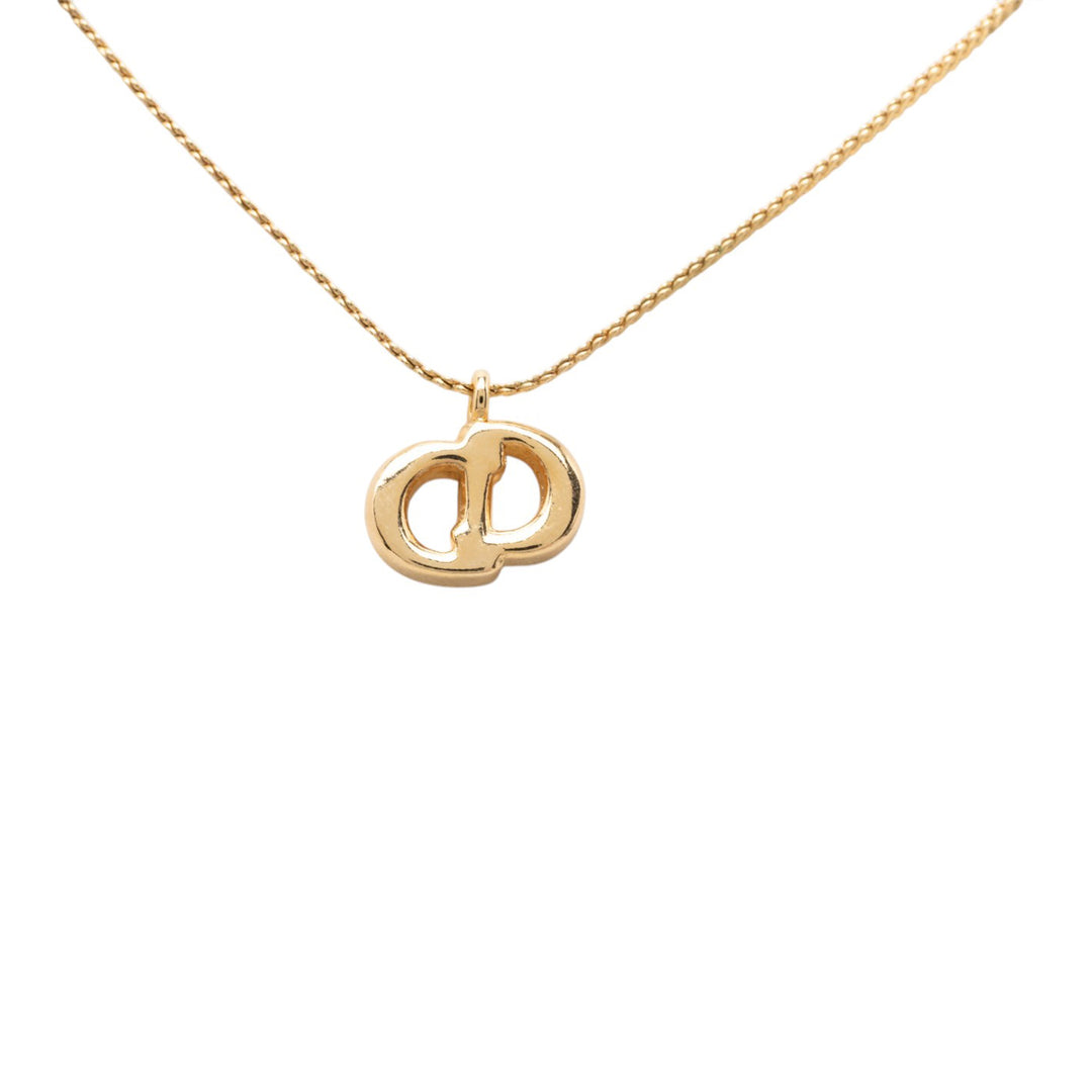 Dior plaqué Strass CD Logo Pendant Collier