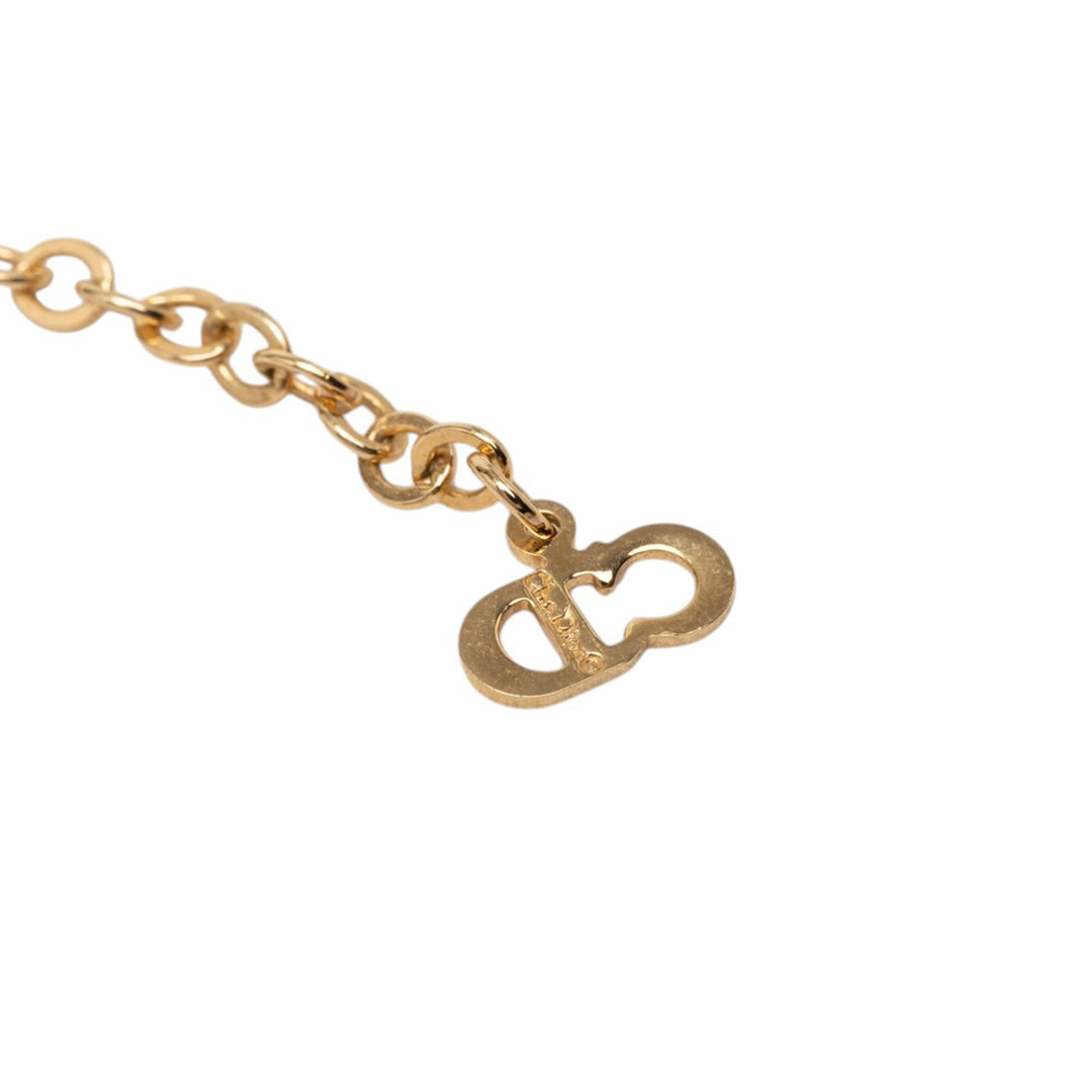 Dior plaqué Strass CD Logo Pendant Collier