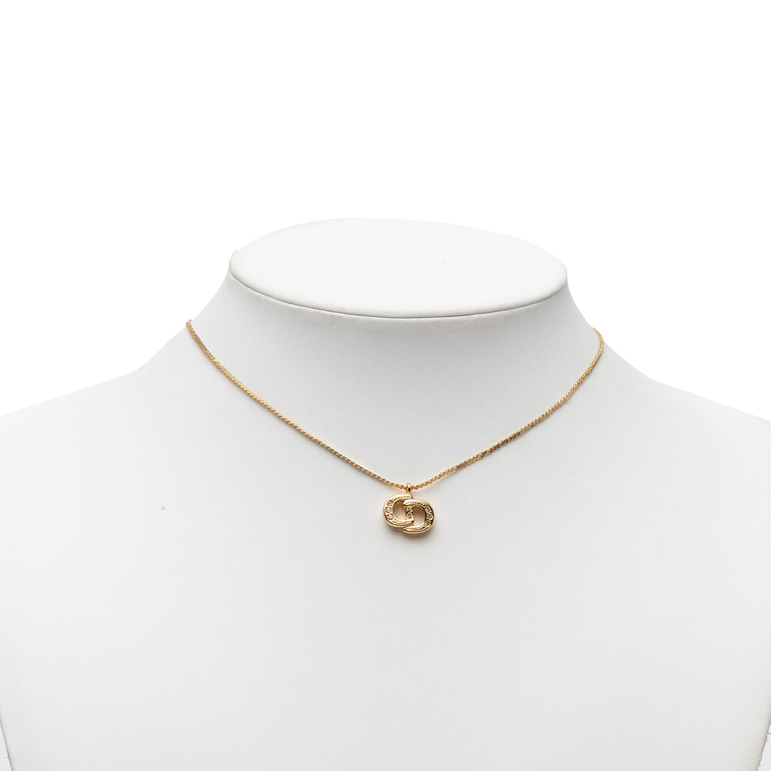 Dior plaqué Strass CD Logo Pendant Collier