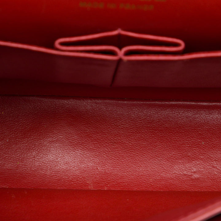 Classic Chevron Double rabat Moyen Cuir d'agneau Rouge