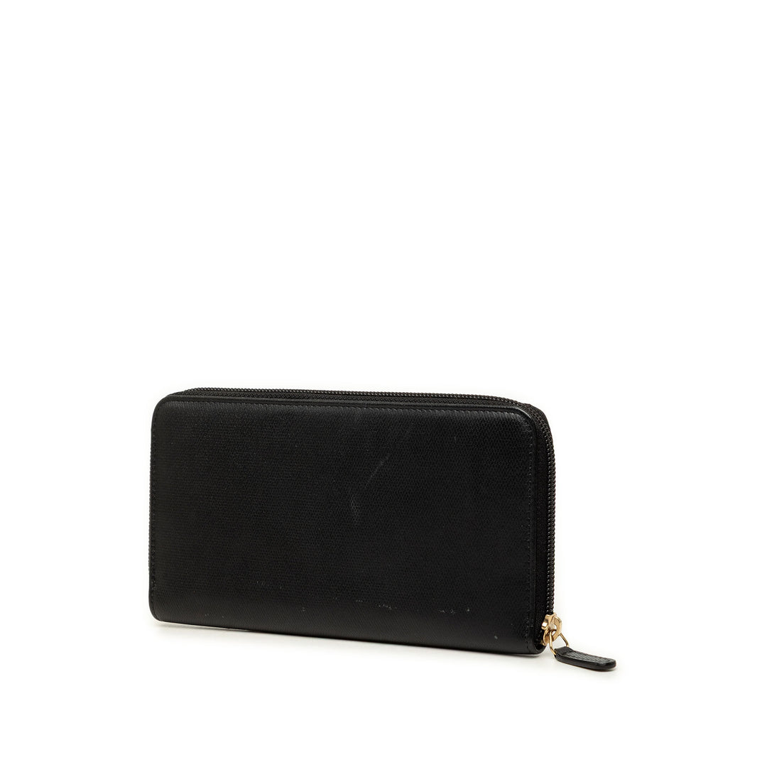 Chanel CC Texturé Bouton Zippé Portefeuille Cuir de veau Noir – vue 2 – GABY PARIS