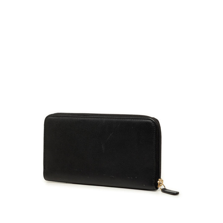 Chanel CC Texturé Bouton Zippé Portefeuille Cuir de veau Noir – vue 2 – GABY PARIS