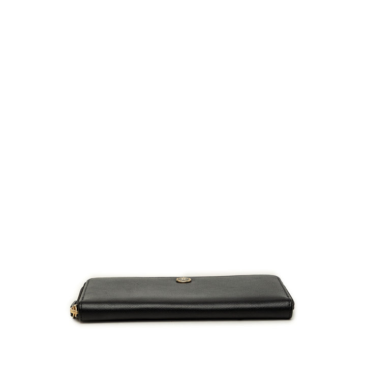 Chanel CC Texturé Bouton Zippé Portefeuille Cuir de veau Noir – vue 3 – GABY PARIS
