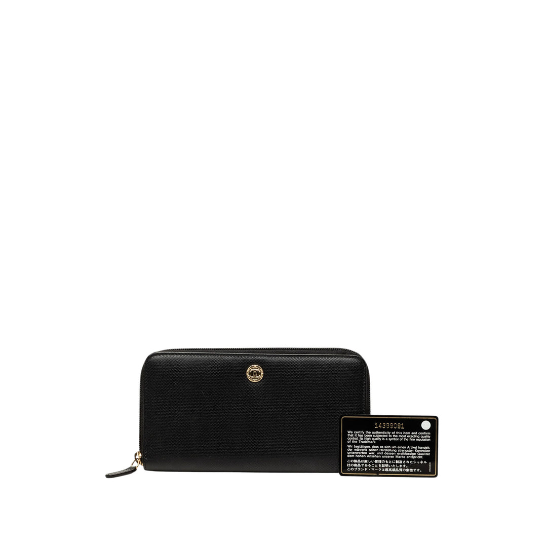Chanel CC Texturé Bouton Zippé Portefeuille Cuir de veau Noir – vue 7 – GABY PARIS