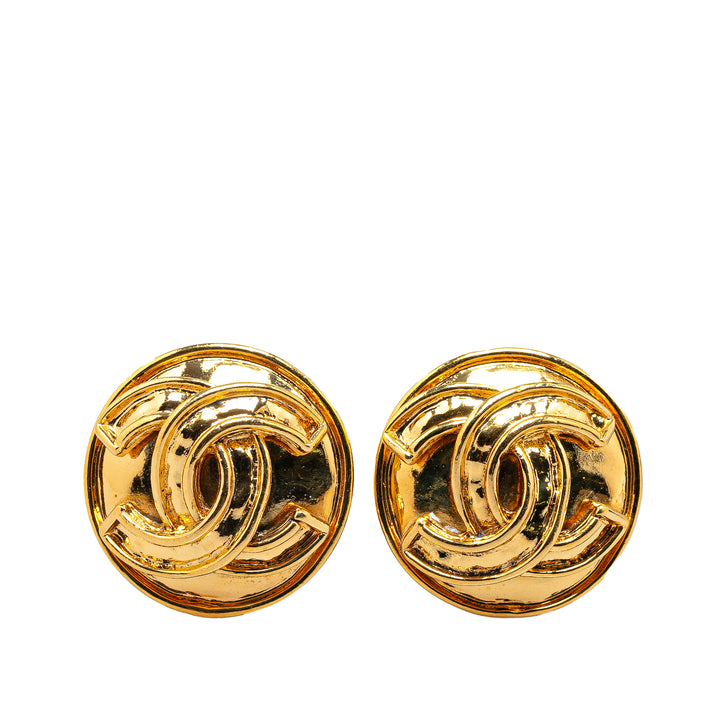 Gold Plated CC Clip on Earrings Gold - Gaby Paris