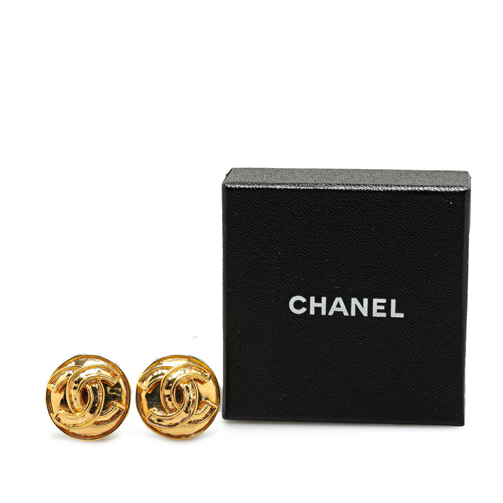 Gold Plated CC Clip on Earrings Gold - Gaby Paris