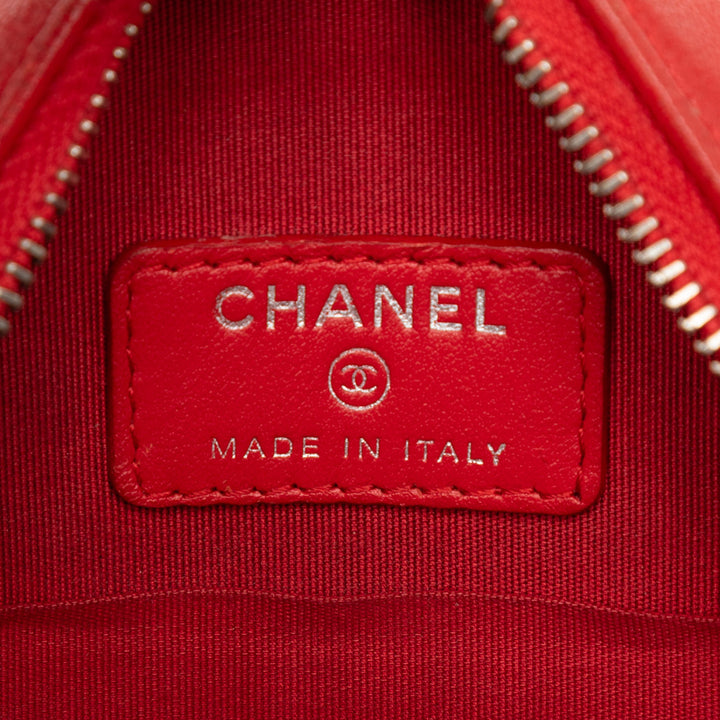 Chanel CC Cuir de chèvre Camellia Rond Pochette avec chaîne