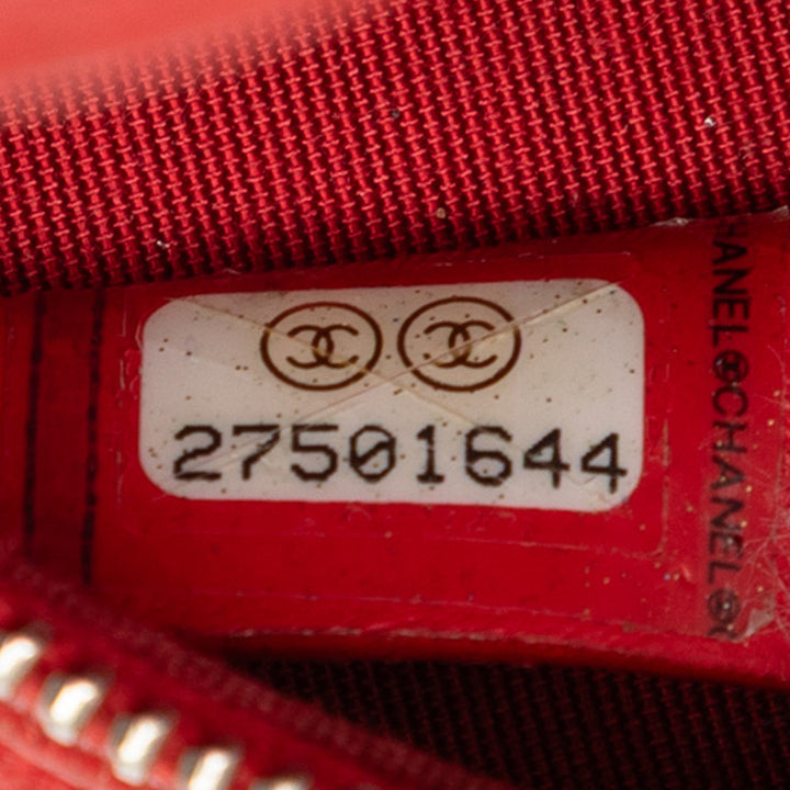 Chanel CC Cuir de chèvre Camellia Rond Pochette avec chaîne