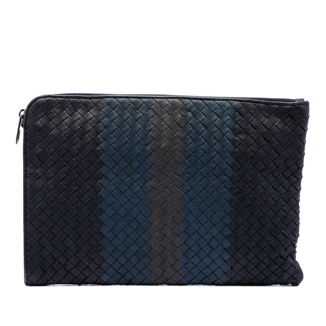 Tricolore Intrecciato Nappaleder-Pochette Schwarz