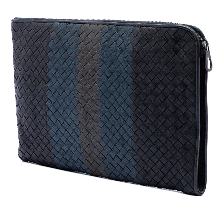 Tricolore Intrecciato Nappaleder-Pochette Schwarz