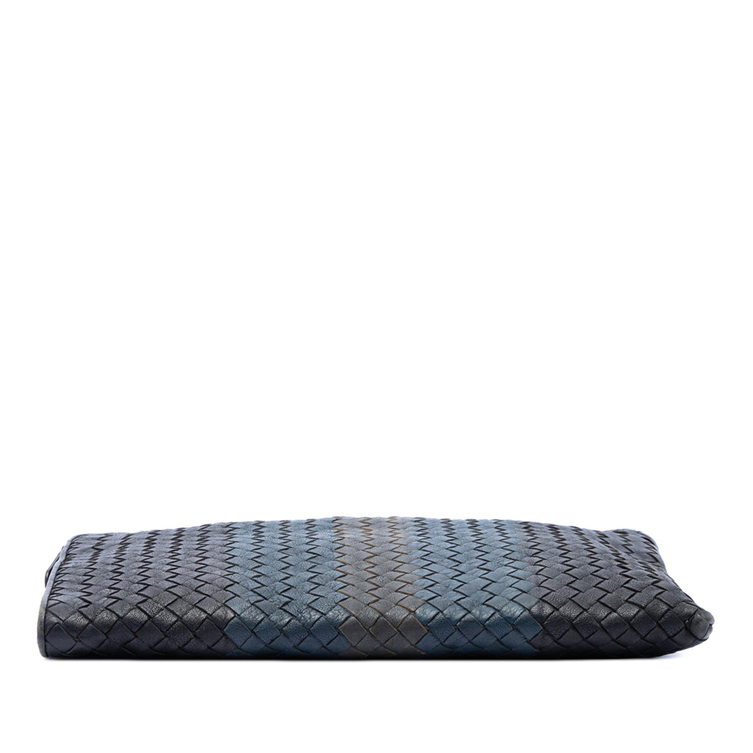 Tricolore Intrecciato Nappaleder-Pochette Schwarz