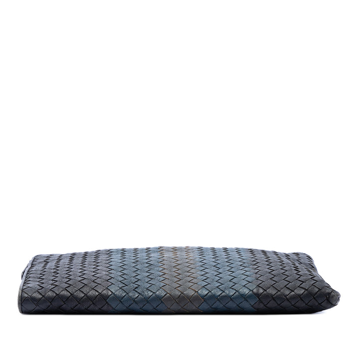 Tricolore Intrecciato Nappaleder-Pochette Schwarz