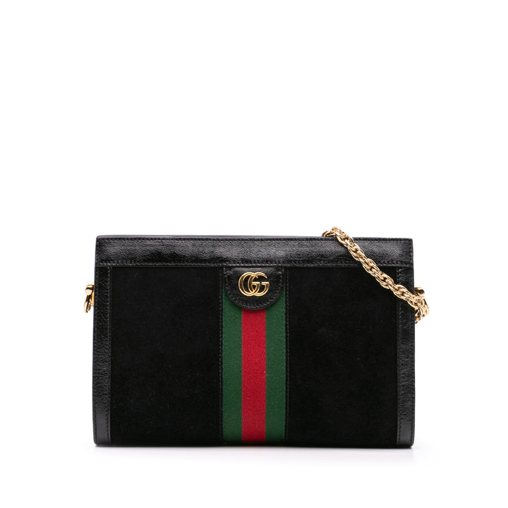 Small Suede Ophidia Chain Crossbody Black - Gaby Paris