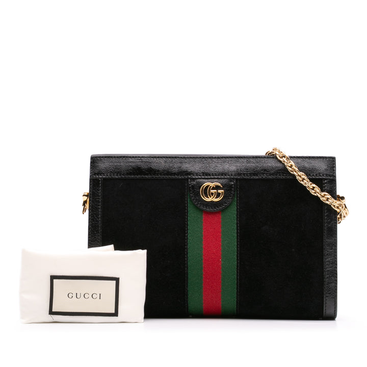 Small Suede Ophidia Chain Crossbody Black - Gaby Paris