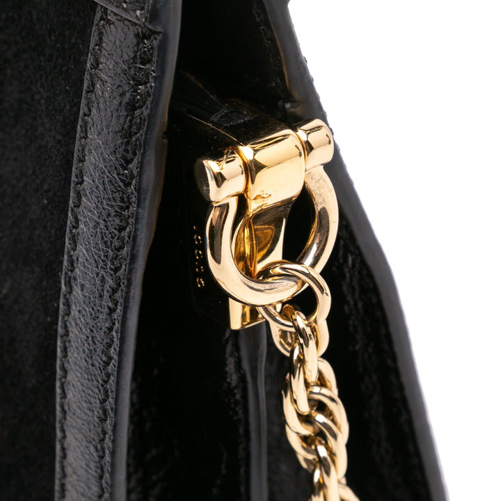 Small Suede Ophidia Chain Crossbody Black - Gaby Paris