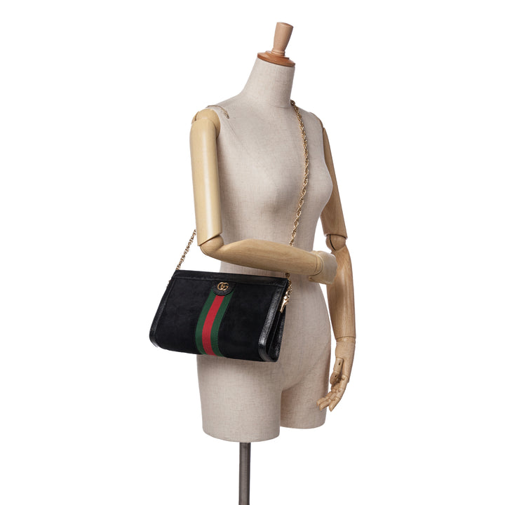 Small Suede Ophidia Chain Crossbody Black - Gaby Paris