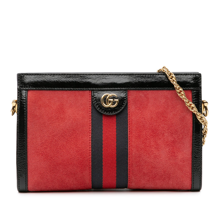 Small Suede Ophidia Chain Crossbody Red - Gaby Paris