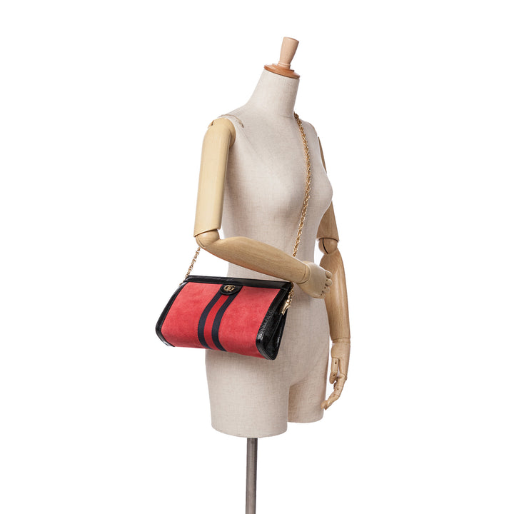 Small Suede Ophidia Chain Crossbody Red - Gaby Paris