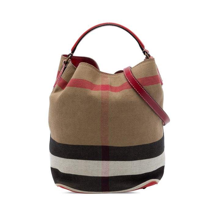 Burberry Sac seau Mega Check Ashby Moyen Marron – vue principale – GABY PARIS