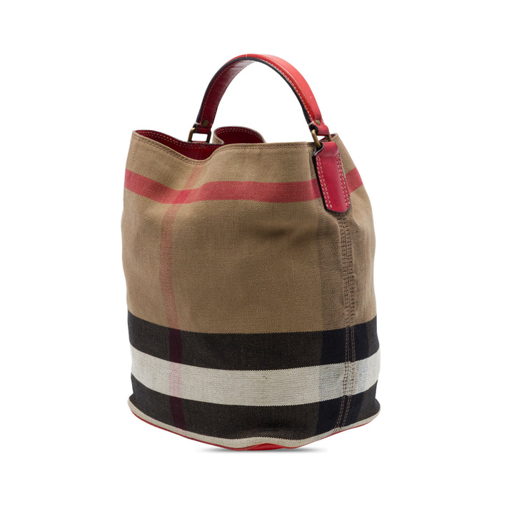 Burberry Sac seau Mega Check Ashby Moyen Marron – vue 2 – GABY PARIS