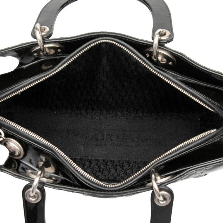 Dior Large Cuir verni Cannage Lady Dior