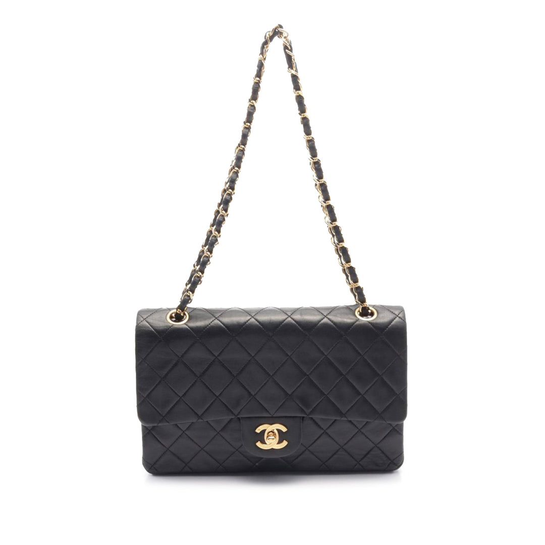 Medium Classic Lambskin Double Flap Black - Gaby Paris