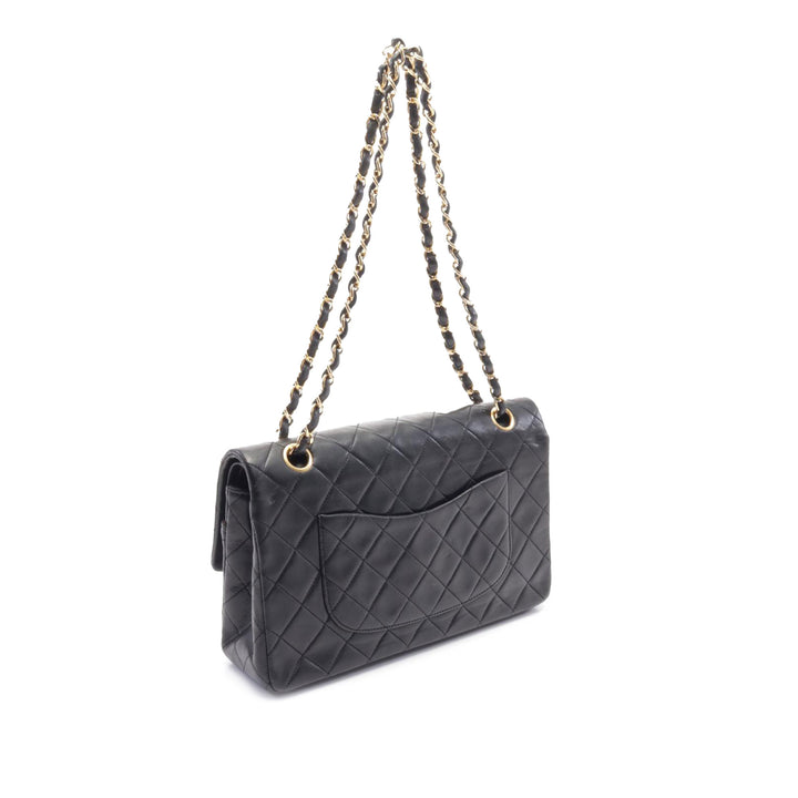 Medium Classic Lambskin Double Flap Black - Gaby Paris