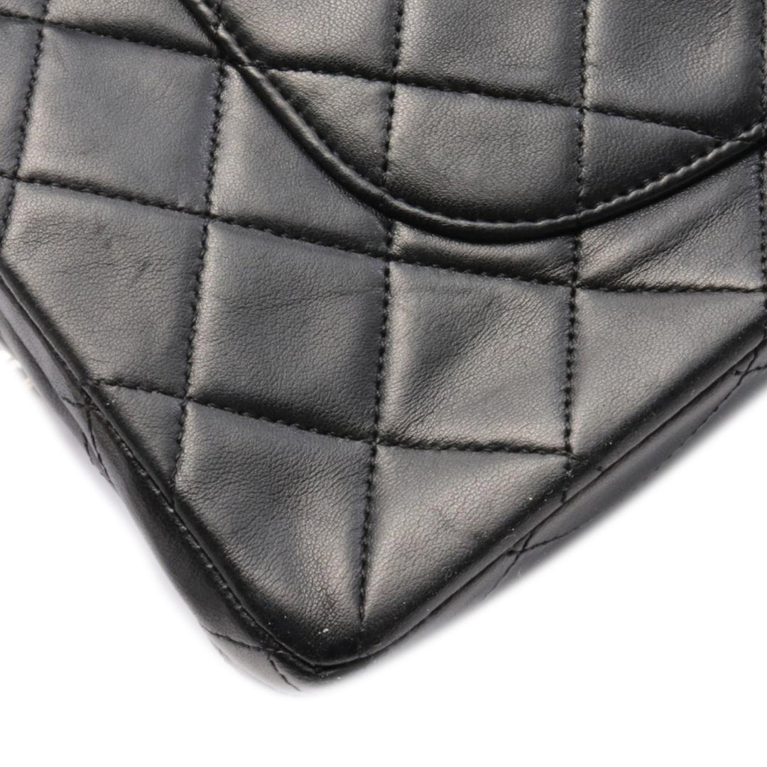 Medium Classic Lambskin Double Flap Black - Gaby Paris