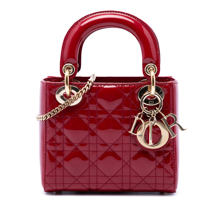 Dior Lady Dior Cannage Mini Rouge – vue principale – GABY PARIS