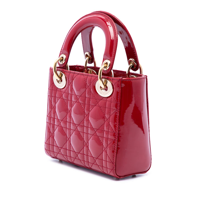 Dior Lady Dior Cannage Mini Rouge – vue 3 – GABY PARIS