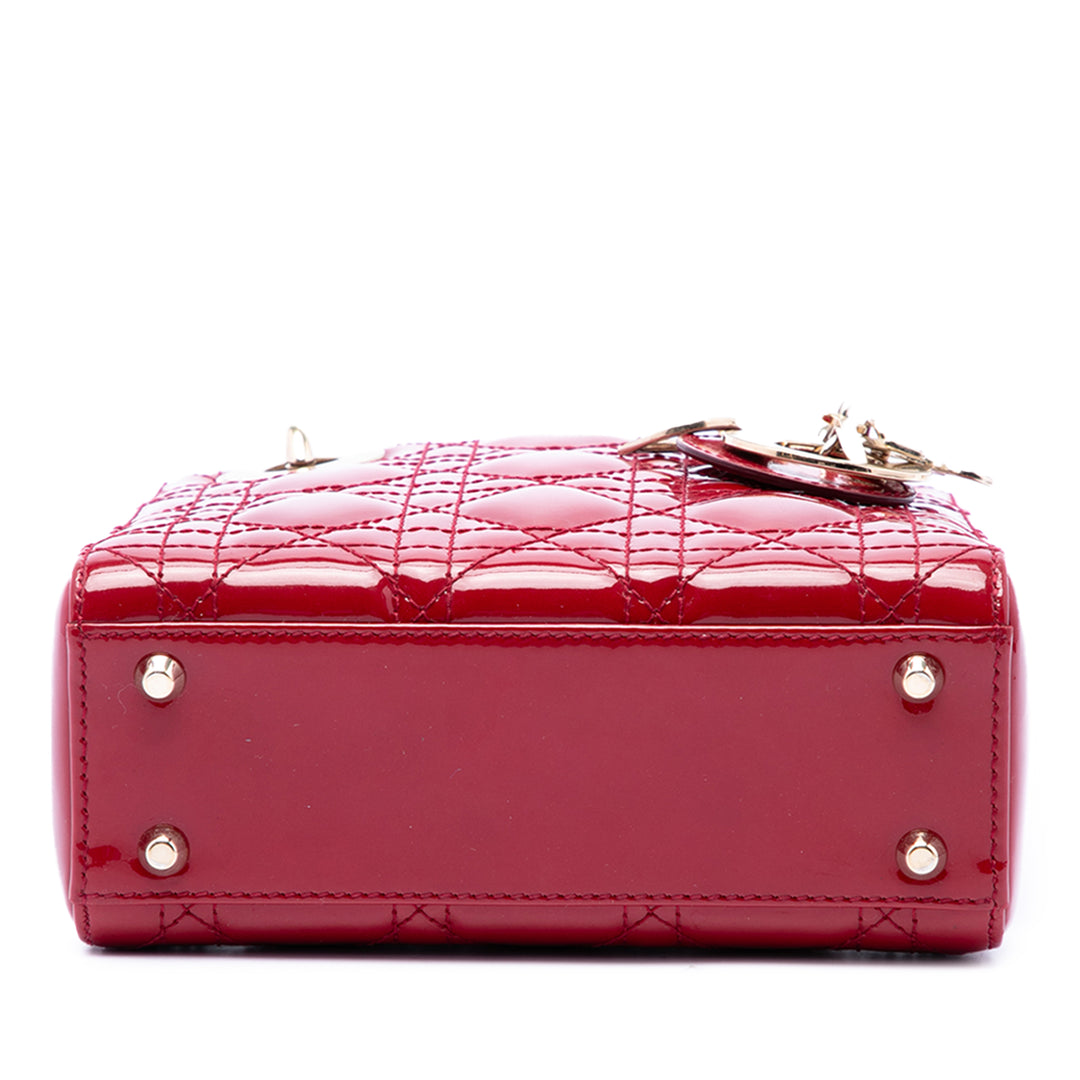 Dior Lady Dior Cannage Mini Rouge – vue 4 – GABY PARIS