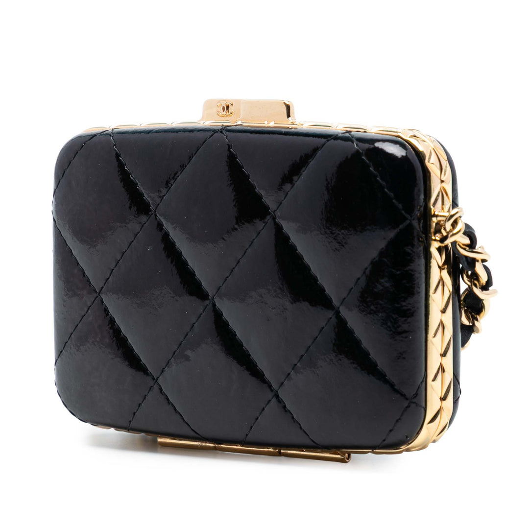 Chanel Small Glazed Cuir de chèvre Boîte avec chaîne