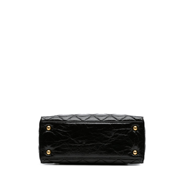 Reissue 2.55 Glazed Crackled Calfskin Shopping Bag Black - Gaby Paris