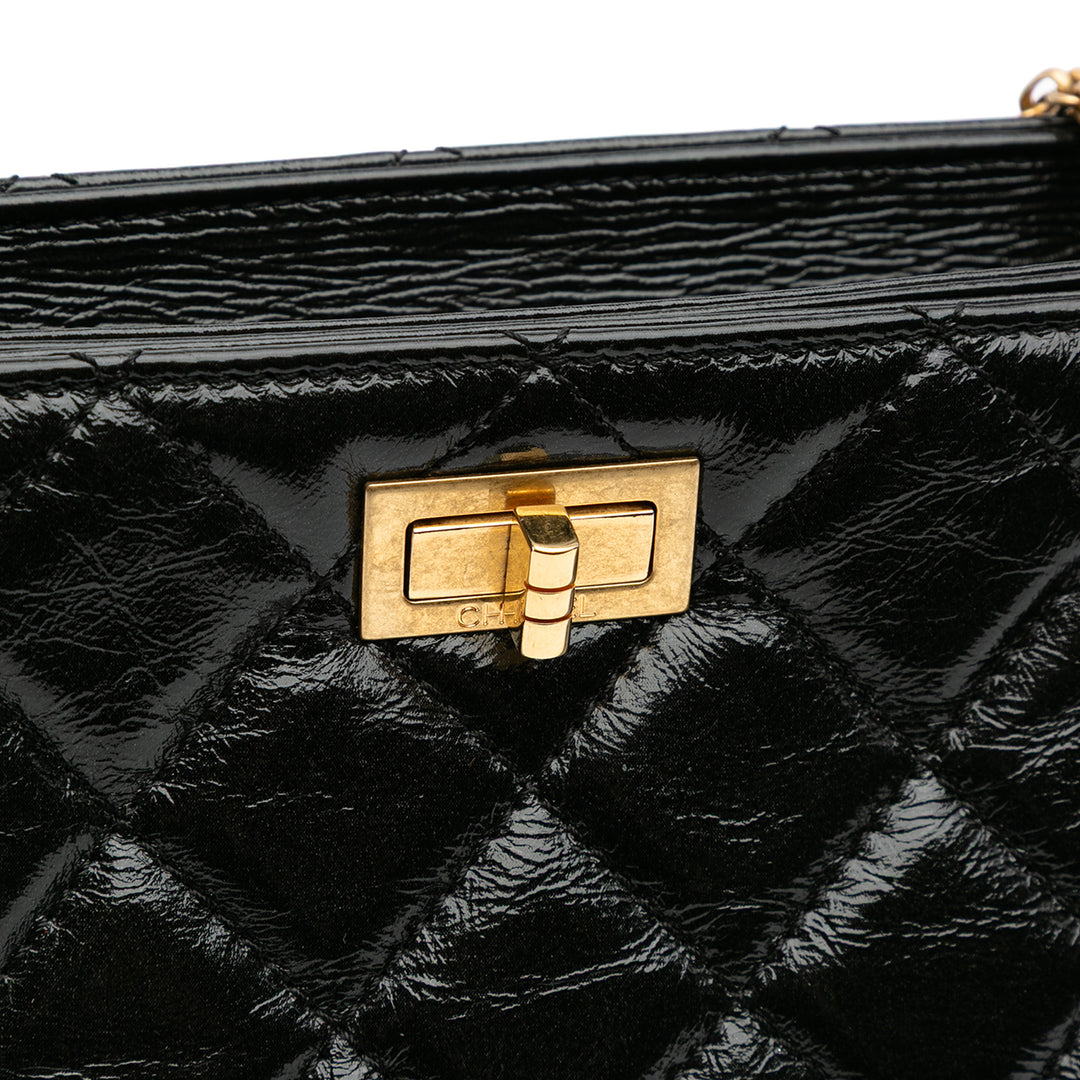 Reissue 2.55 Glazed Crackled Calfskin Shopping Bag Black - Gaby Paris