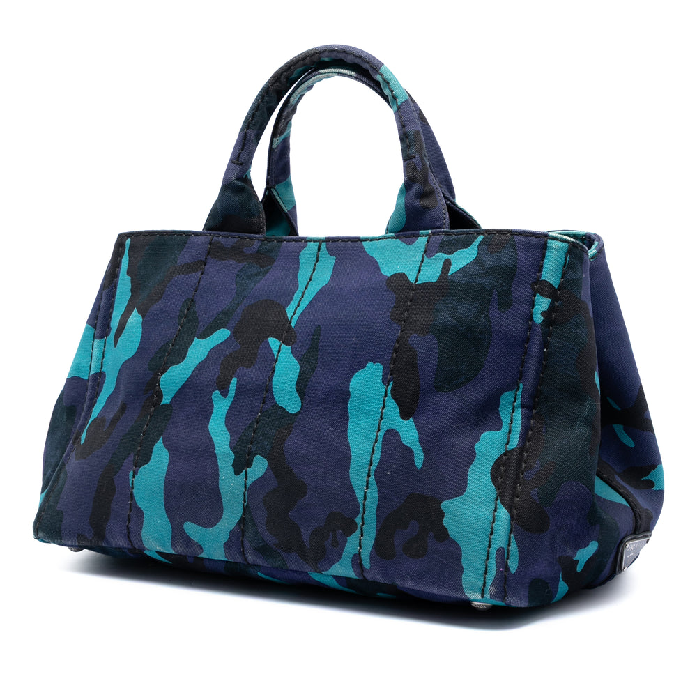 Prada Cabas Canapa Logo Camouflage Bleu – vue 2 – GABY PARIS