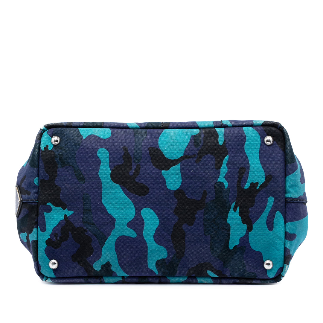 Prada Cabas Canapa Logo Camouflage Bleu – vue 3 – GABY PARIS
