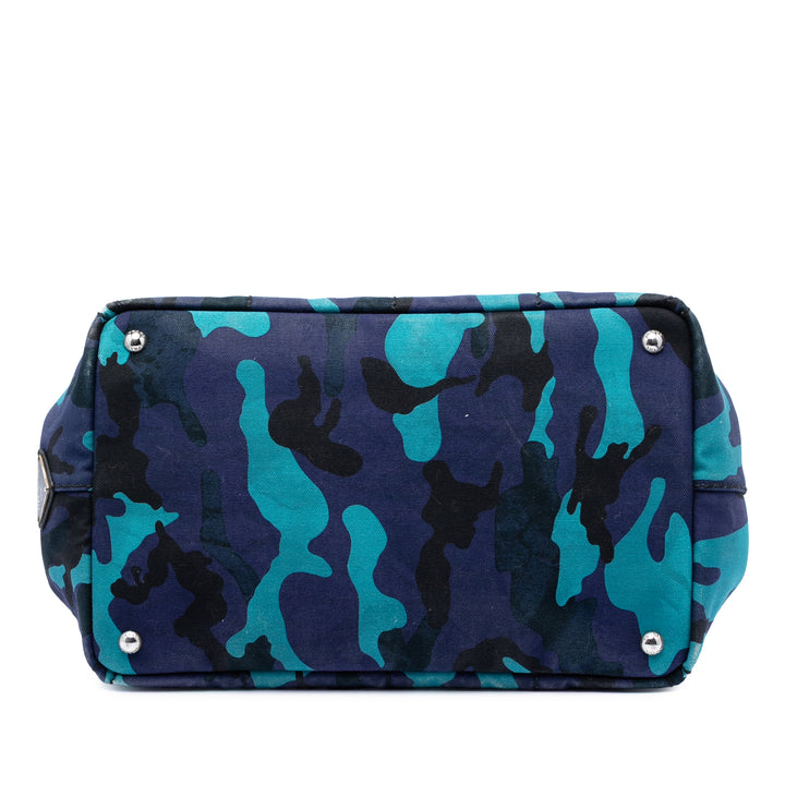 Prada Cabas Canapa Logo Camouflage Bleu – vue 3 – GABY PARIS