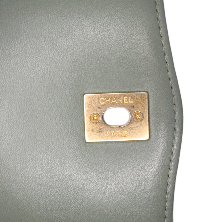 Medium Quilted Lambskin Daily Companion Flap Green - Gaby Paris