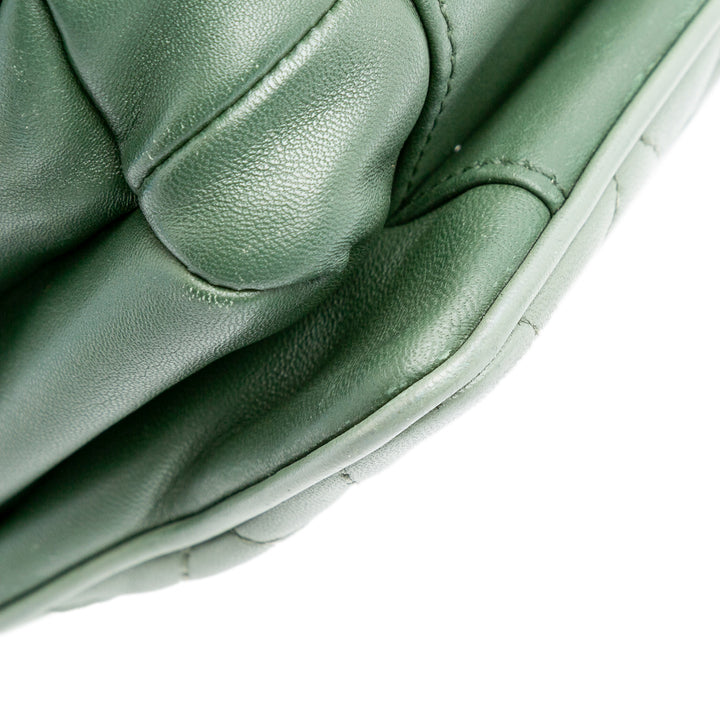 Medium Quilted Lambskin Daily Companion Flap Green - Gaby Paris